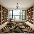 Golden Fern Foliage Background Rug