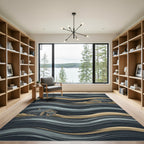 Earthy Tones Flowing Coastal Cabin Art Rug