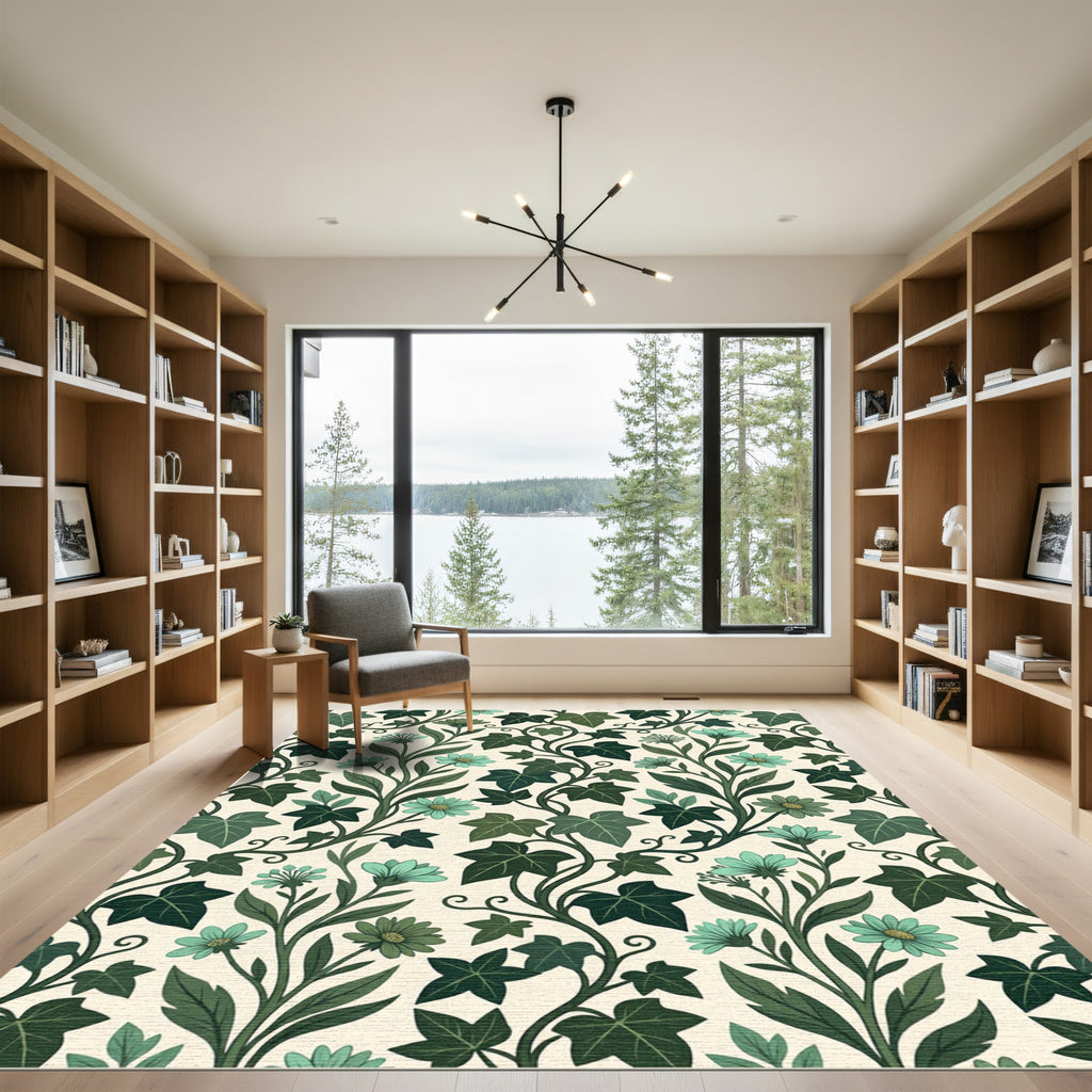 Teal Bloom Ivy Vine Rug