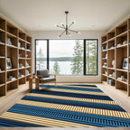 Navy and Beige Parallel Linear Texture Rug