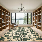 Sage Green Vintage Botanical Vine Illustration Rug