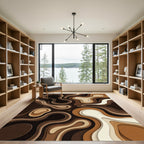 Rich Coffee Swirl Layered Rug