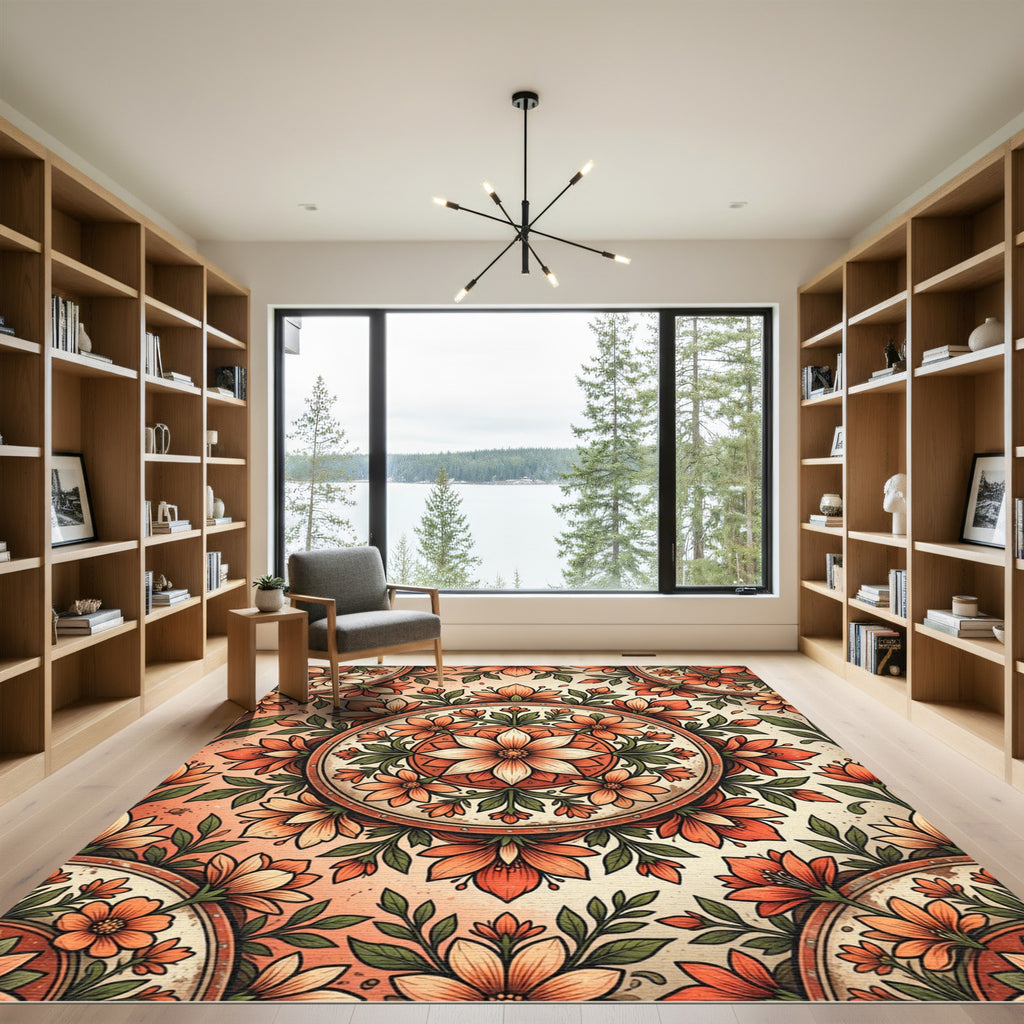 Terracotta Floral Medallion Bloom Rug