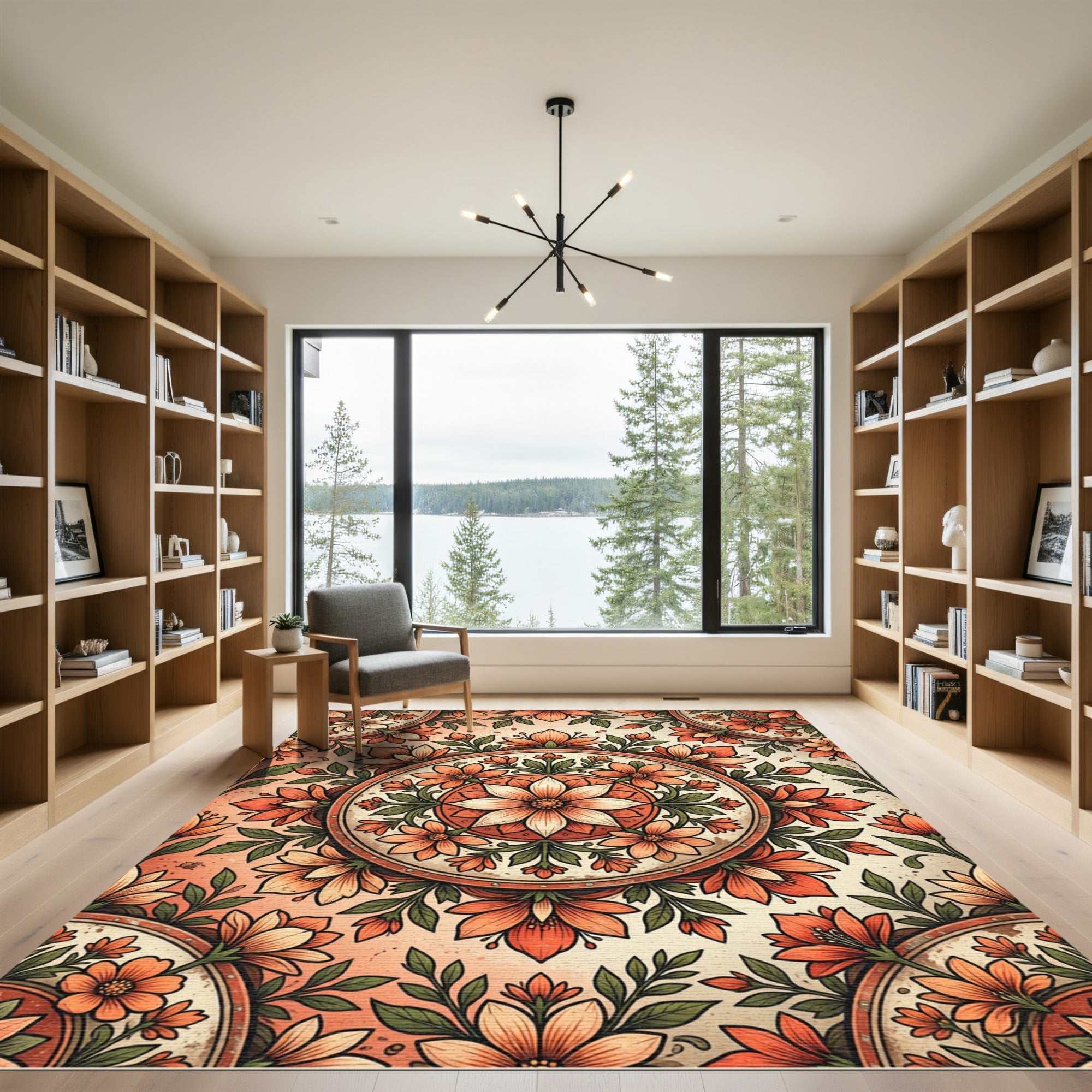 Terracotta Floral Medallion Bloom Rug