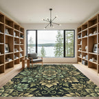 Sage Floral Damask Medallion Rug