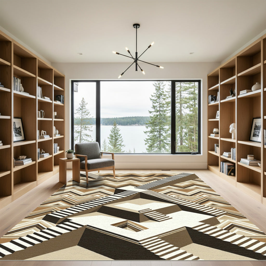 Geometric Staircase Illusion Rug