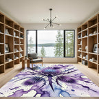 Abstract Watercolor Purple Thistle Bloom Rug