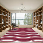 Crimson Wavy Linear Abstract Stripes Rug
