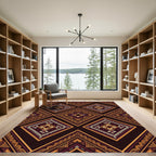 Earthy Burgundy Geometric Diamond Mosaic Rug