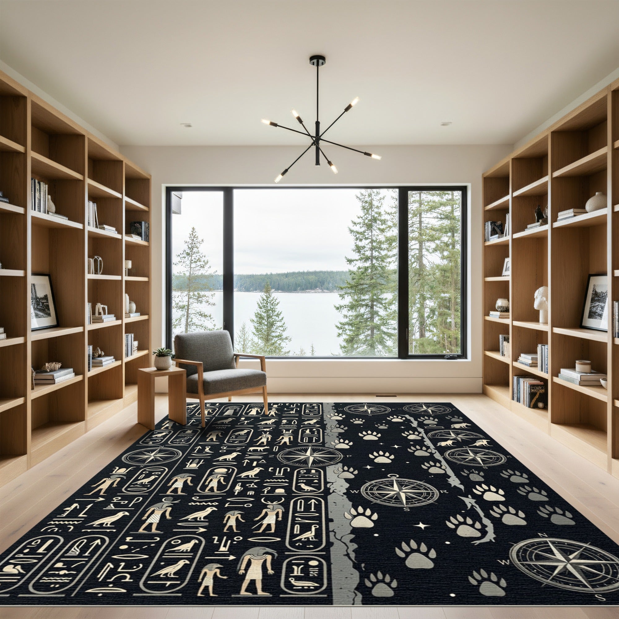 Ancient Hieroglyphs and Compass Trails Rug