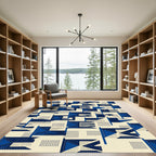Geometric Navy Blue Maritime Flag Rug