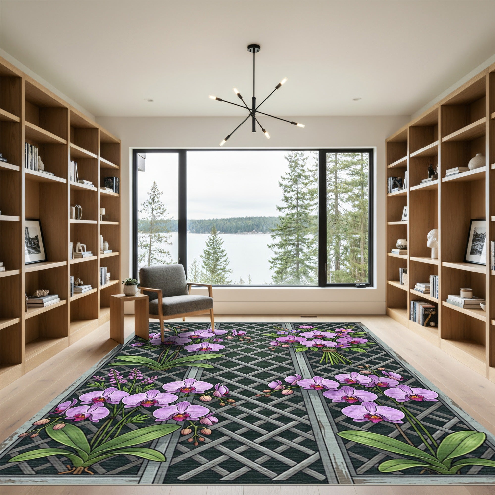 Purple Orchid Garden Lattice Rug