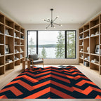 Bold Red Black Geometric Chevron Rug
