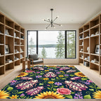 Charming Ladybugs Amongst Floral Garden Rug