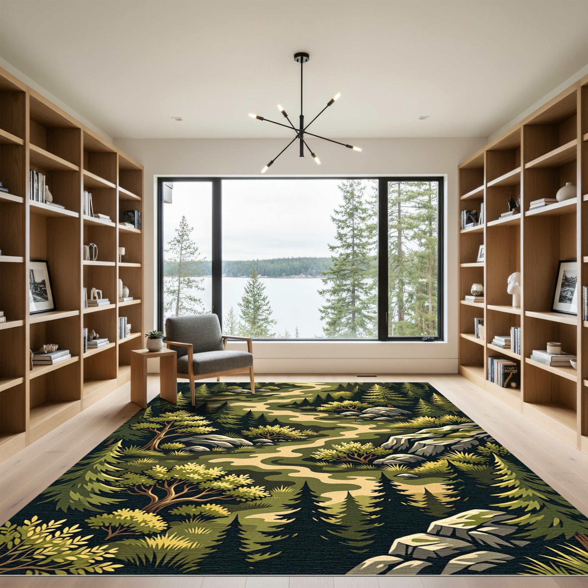 Forest Path Verdant Pine Landscape Rug