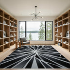 Modern Black and White Shattered Geometric Rug