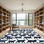 Whimsical Silhouette Black Cat Wallpaper Rug