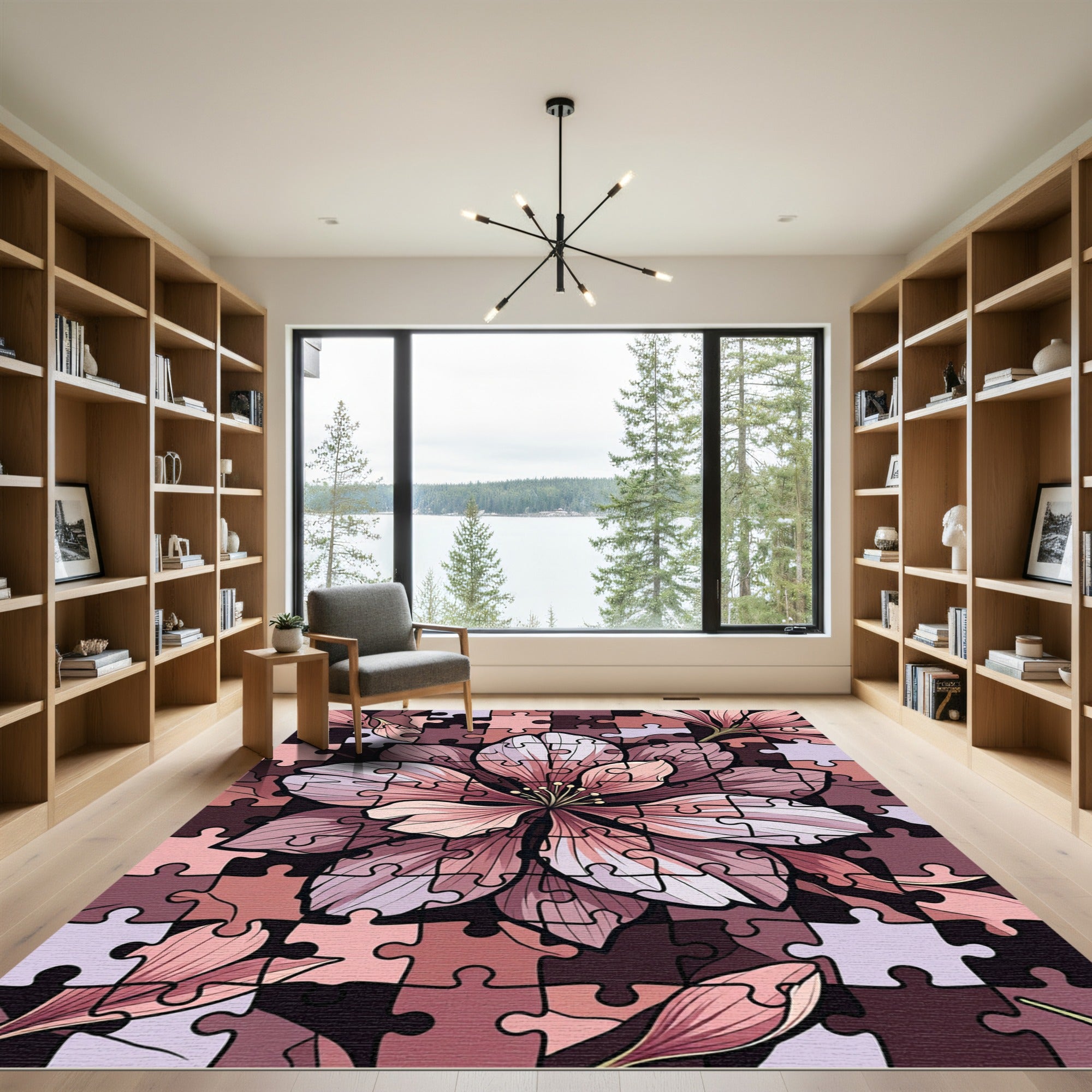 Mauve Puzzle Flower Blossom Rug