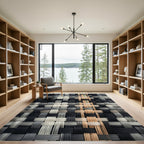 Contemporary Neutral Woven Grid Weave Rug