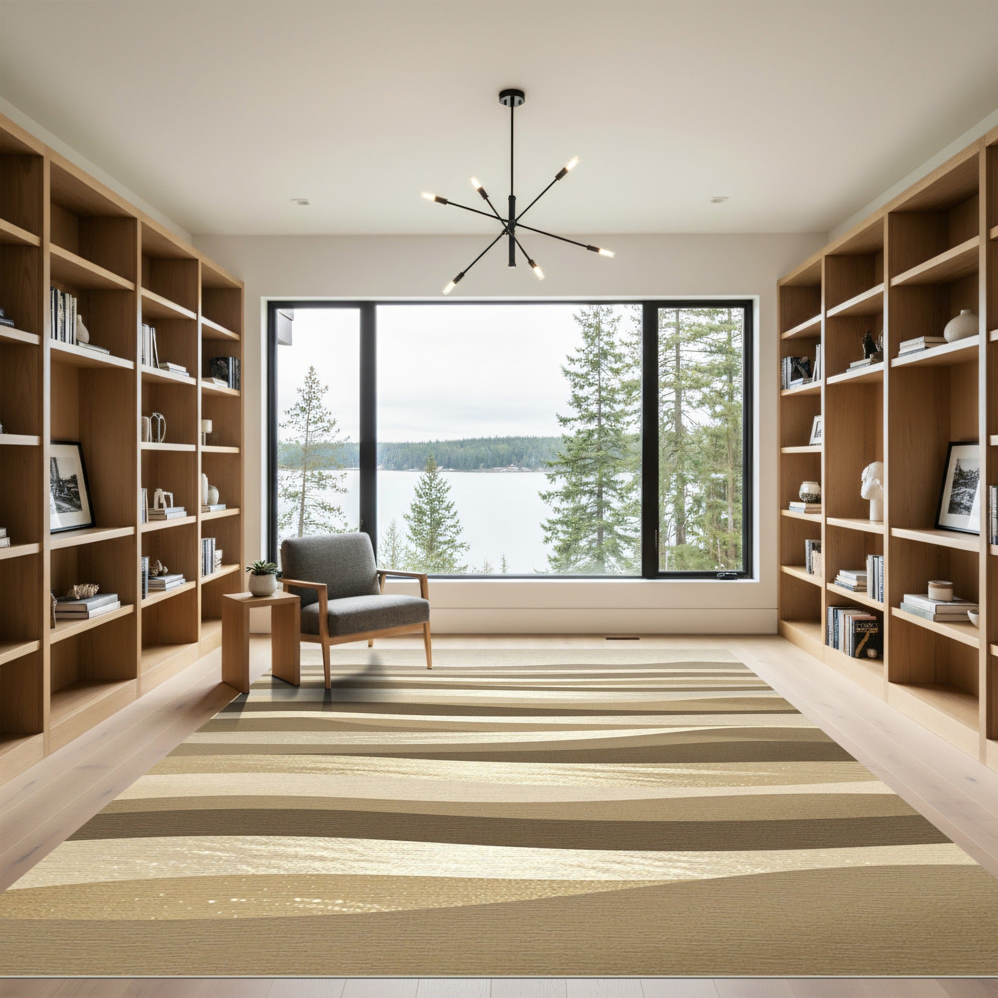 Golden Horizon Layered Wave Rug
