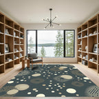 Abstract Golden Polka Dot Dark Teal Rug