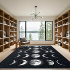 Celestial Monochrome Lunar Phase Art Rug