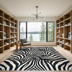 Chic Black White Animal Stripes Runner Rug
