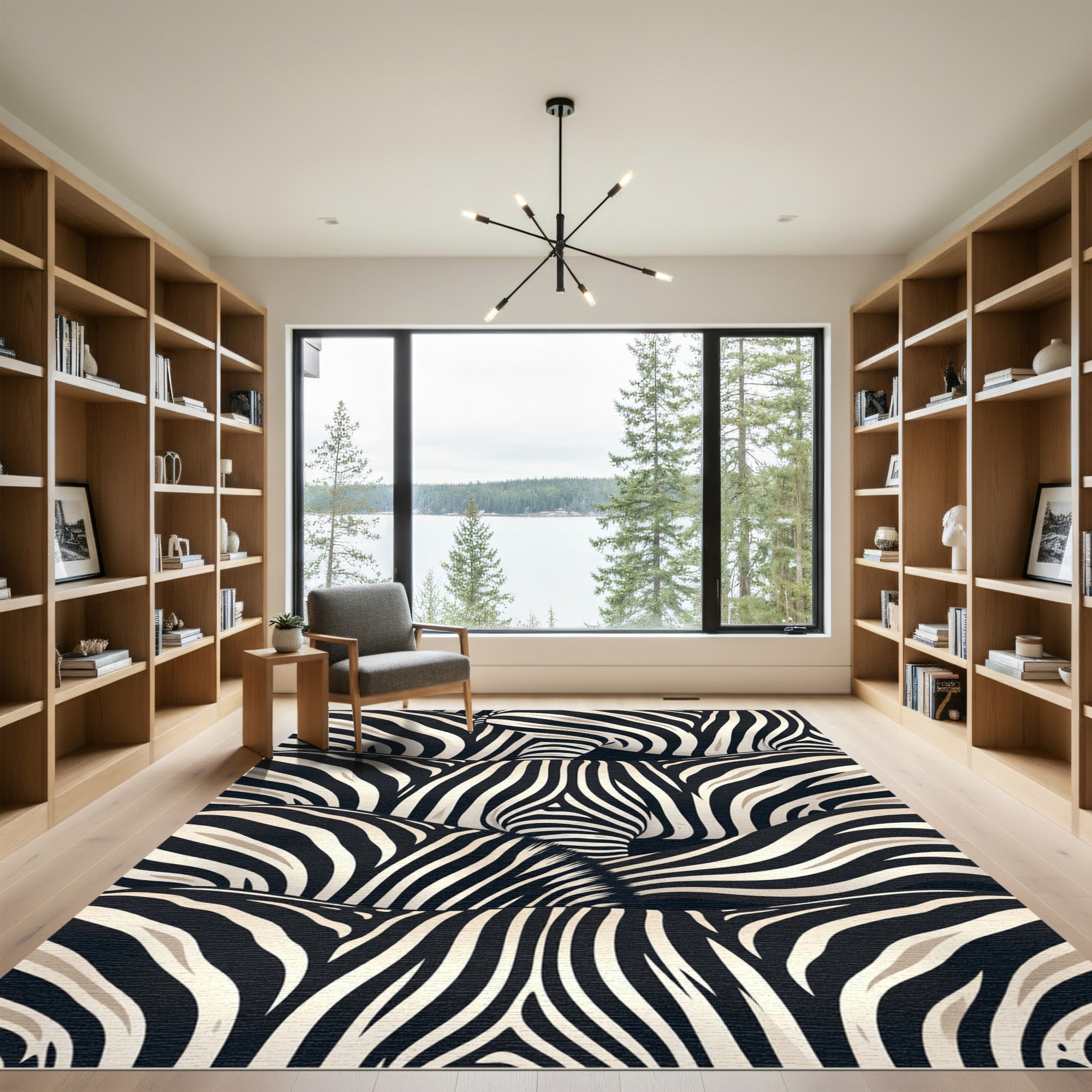 Chic Black White Animal Stripes Runner Rug