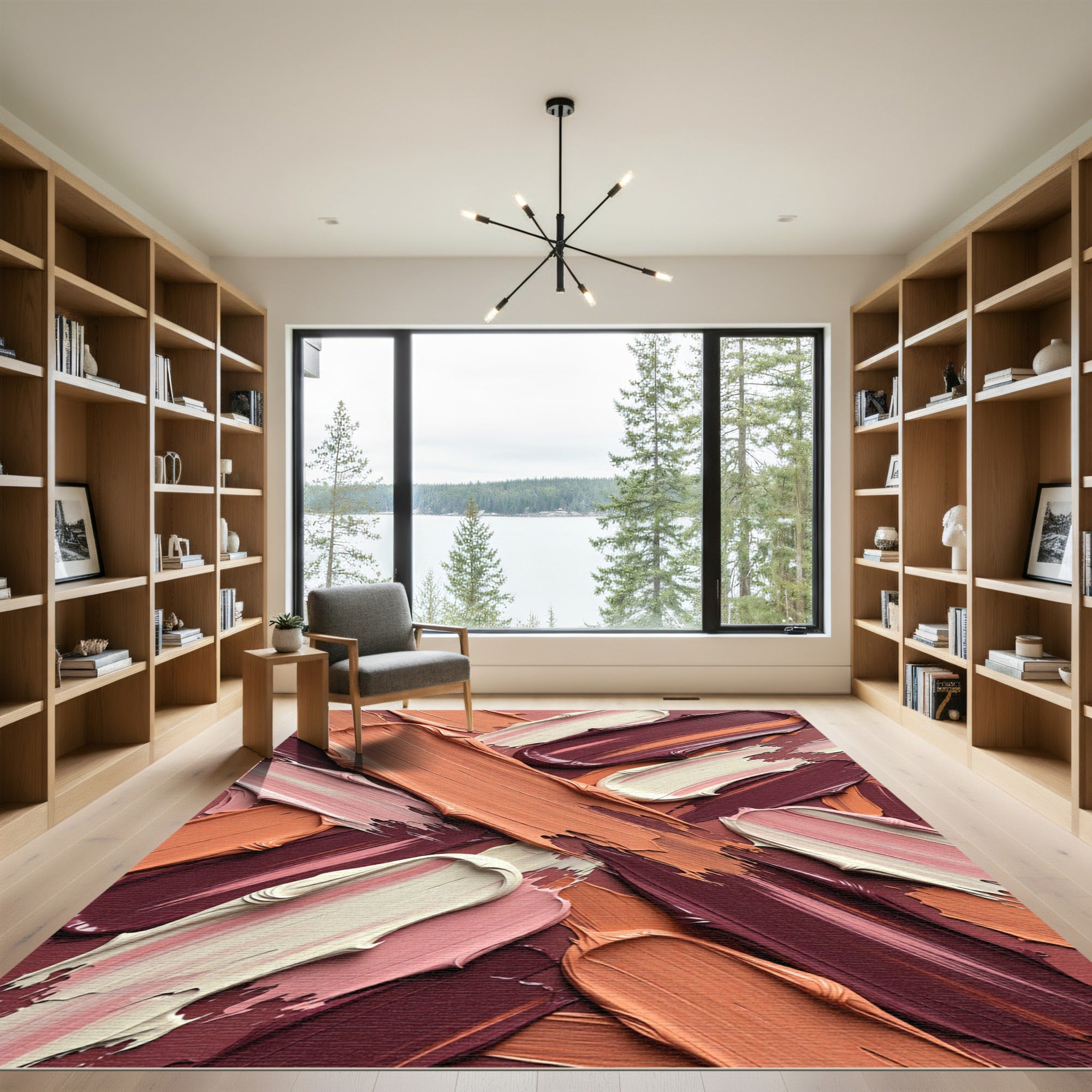 Rich Blush Swirl Paint Strokes Rug