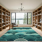 Oceanic Teal Scale Waves Rug