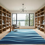 Serene Blue Layered Ocean Wave Rug