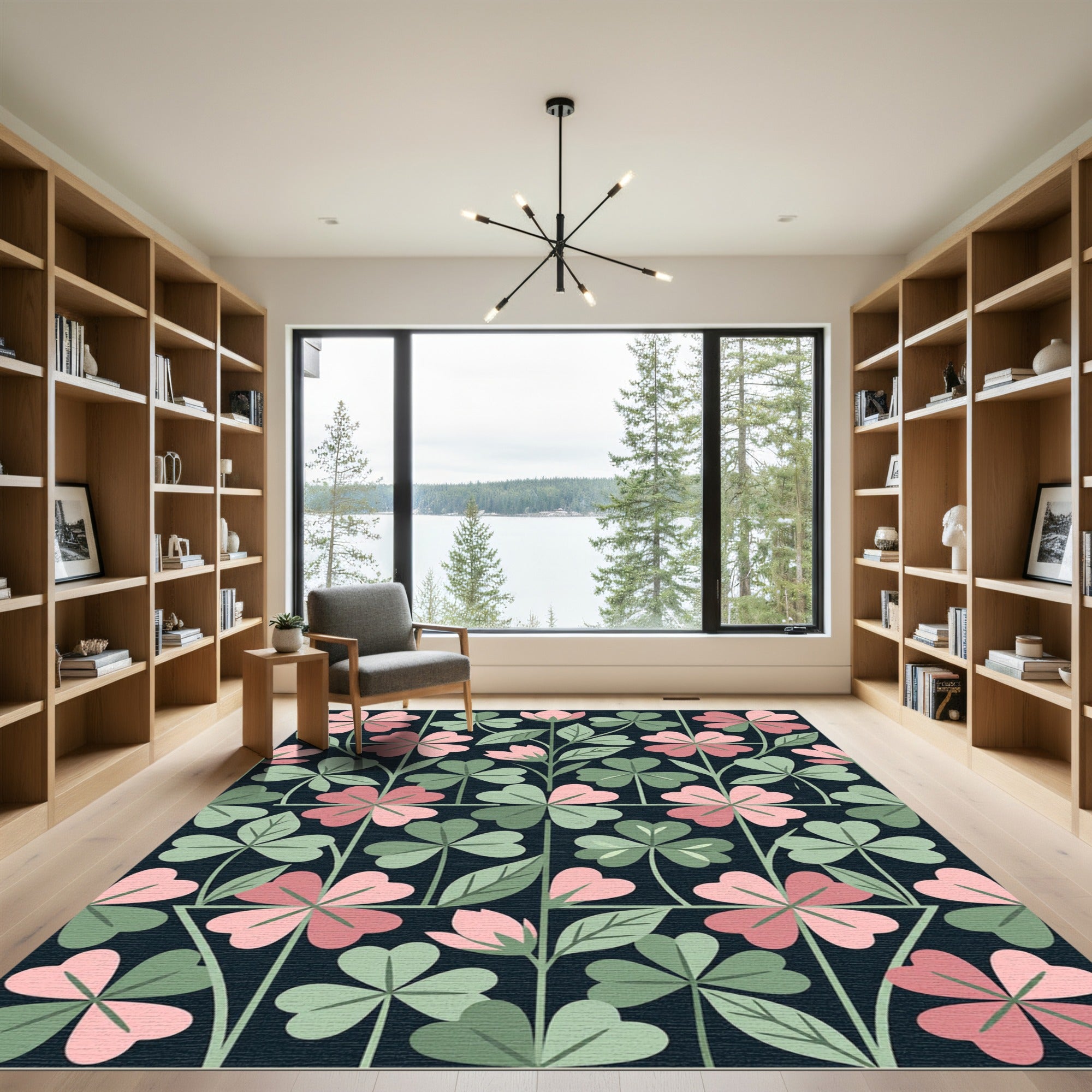 Blush Pink and Sage Clover Meadow Rug
