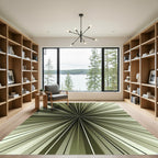 Olive Green Radiant Sunburst Abstract Rug