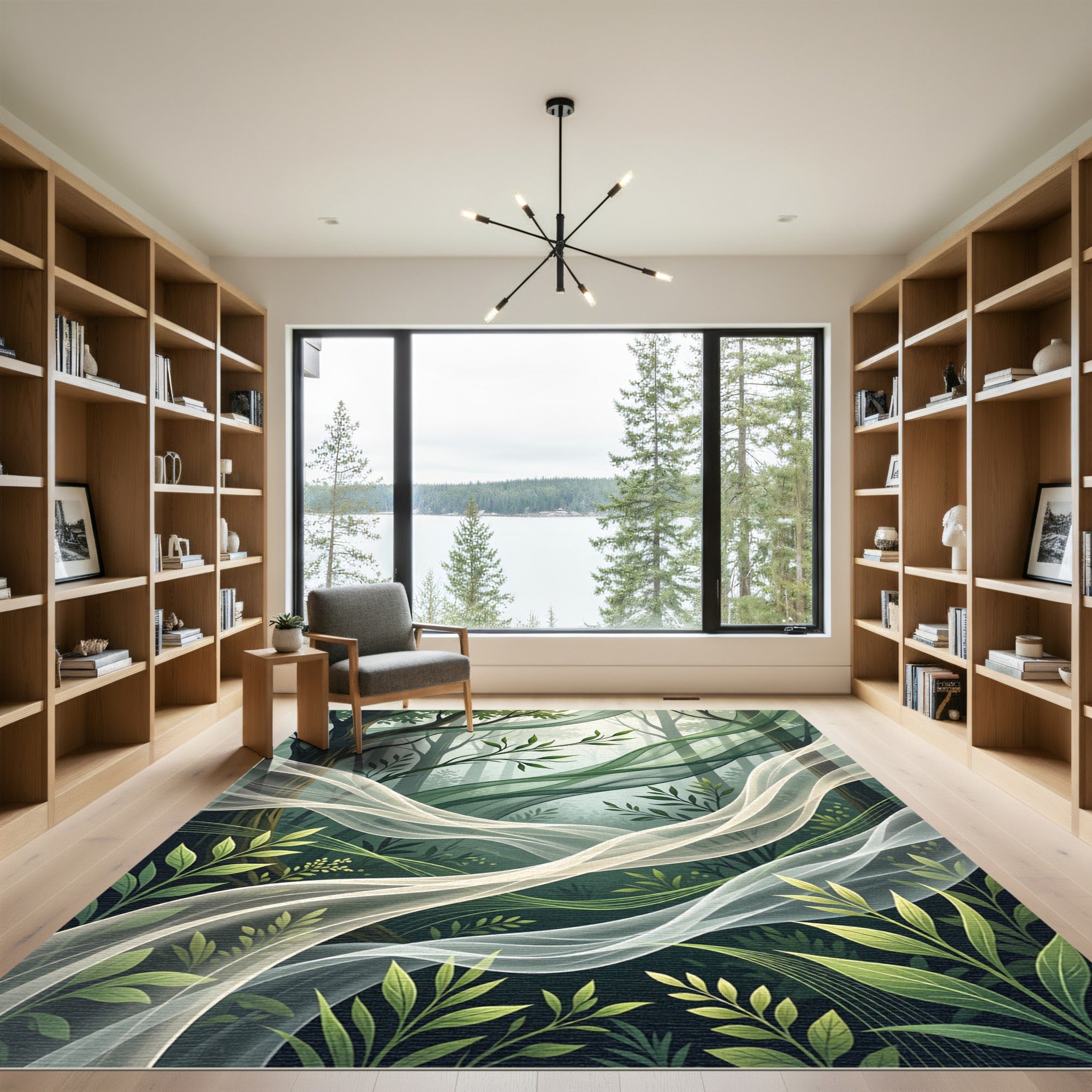Ethereal Forest Sheer Botanical Swirls Rug