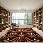 Crimson Gold Fan Arrangement Rug