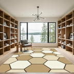 Modern Neutral Earth Tone Hexagon Rug