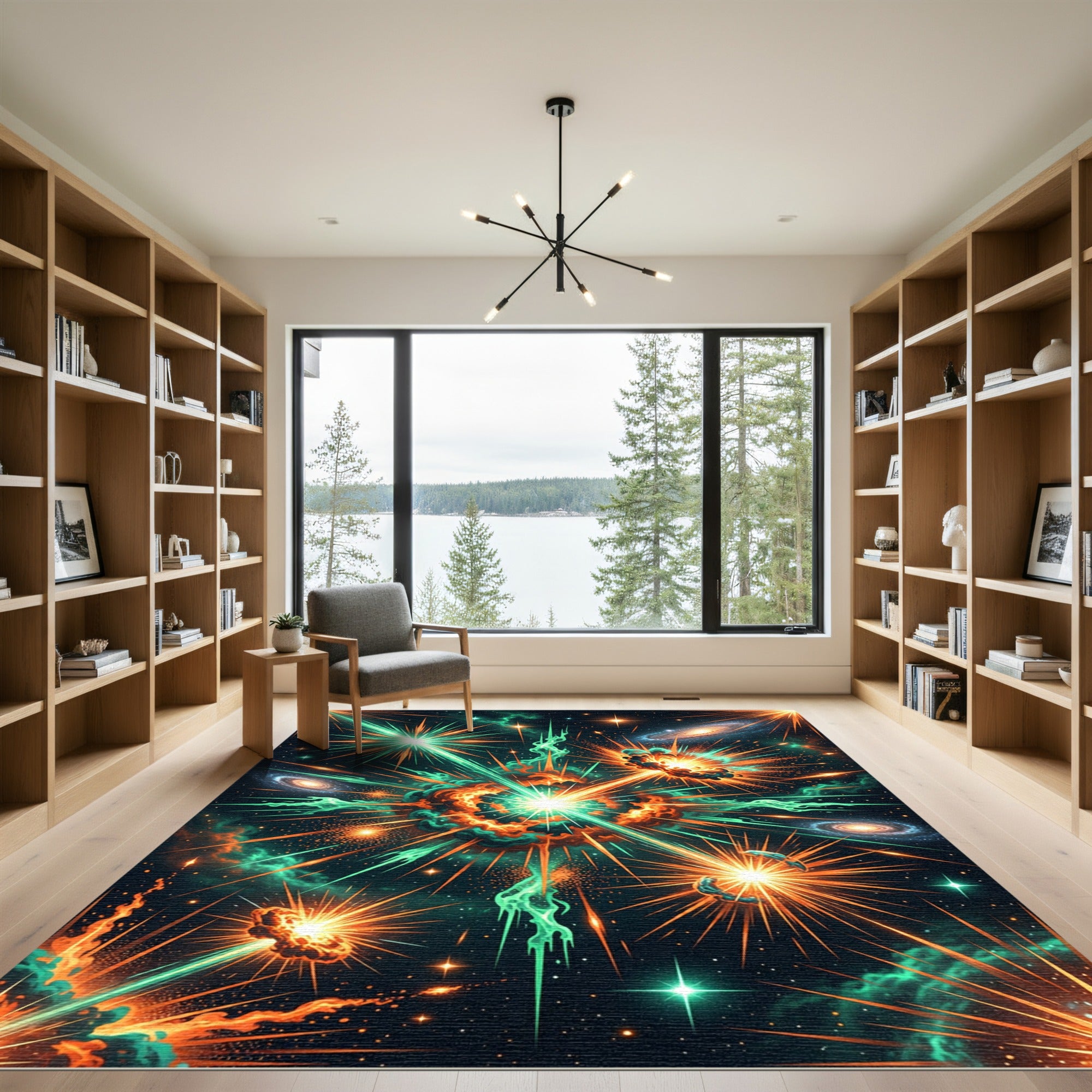Vibrant Cosmic Nebula Galaxy Burst Rug