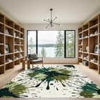 Olive Green Ink Splash Abstract Rug