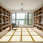 Golden Grid Minimalist Geometric Frame Rug