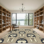Minimalist Siberian Husky Geometric Animal Portrait Rug