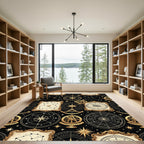 Golden Celestial Navigation Astrolabe Rug