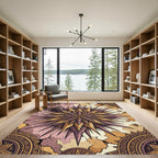 Golden Purple Spiky Starburst Mandala Rug