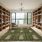Ornate Green Arched Window Composition Rug
