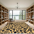 Modern Golden Black Leopard Animal Spotting Rug
