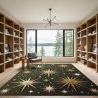 Celestial Gold Compass Starry Night Rug