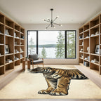 Majestic Feline Orange Striped Portrait Rug