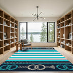 Nautical Rope Stripe Aqua Rug