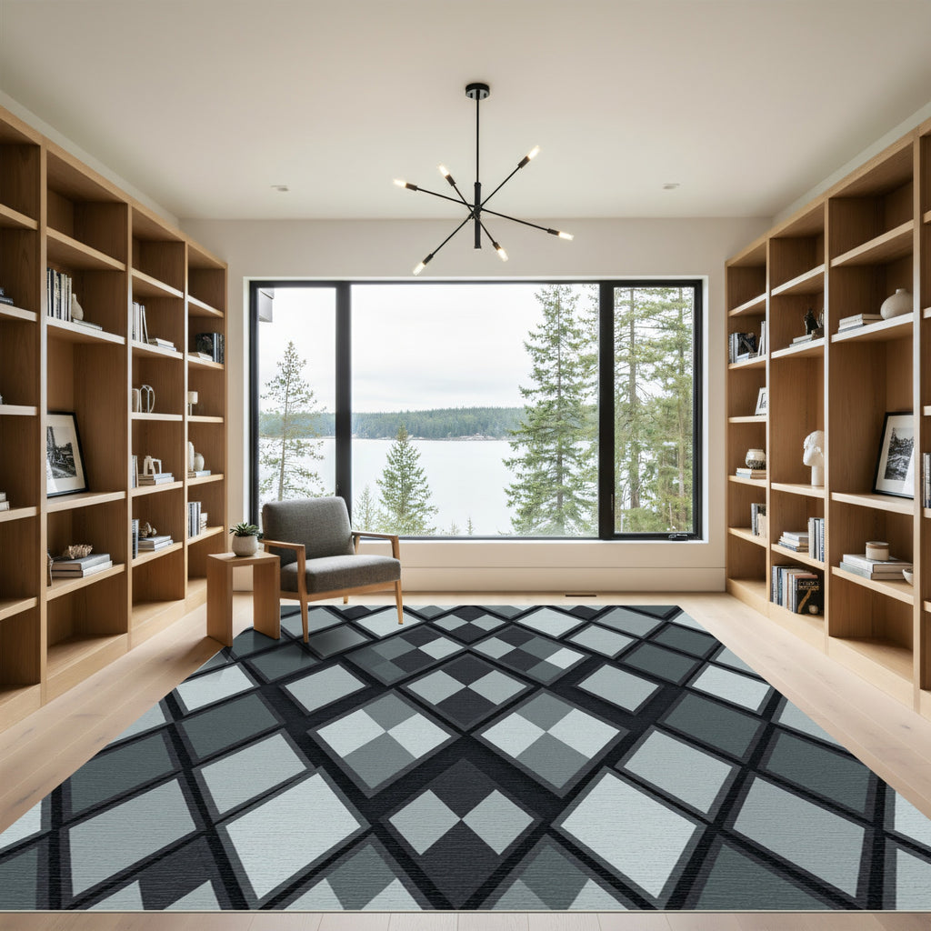Monochromatic Diamond Tonal Overlay Rug