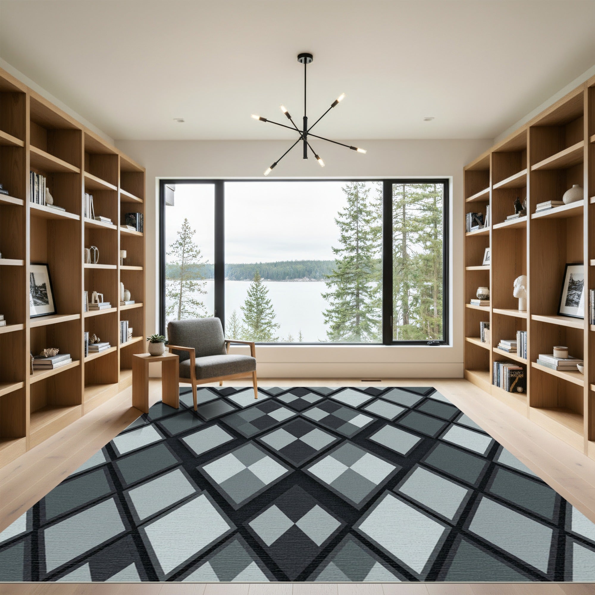 Monochromatic Diamond Tonal Overlay Rug