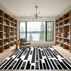 Abstract Black White Vertical Lines Rug